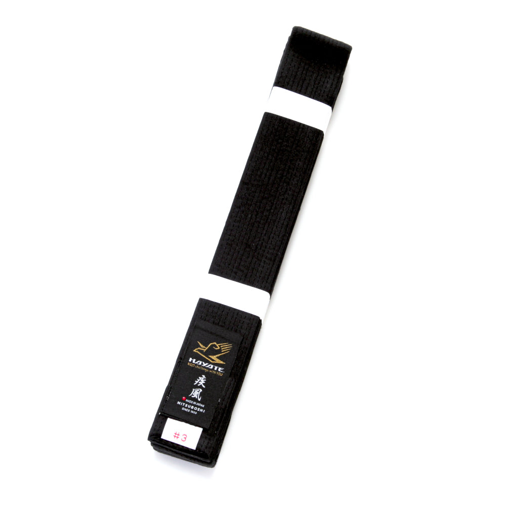 Hayate karate Black belt on a white background